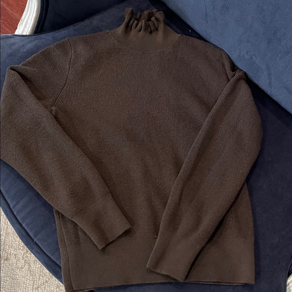 J.Crew chocolate brown ruffle neck Sweater